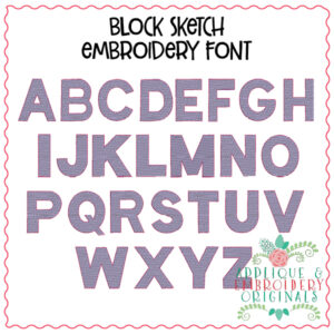 580 Block Sketch Embroidery Font