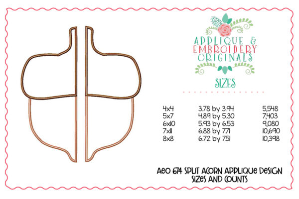 674 Split Acorn Applique Design - Image 2