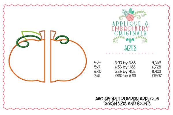 679 Split Pumpkin Applique Design - Image 3