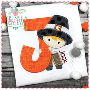 719 Pilgrim Quaker Boy Alpha Font Applique Design