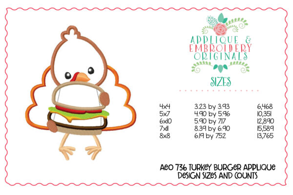 736 Turkey Burger Applique Design - Image 4