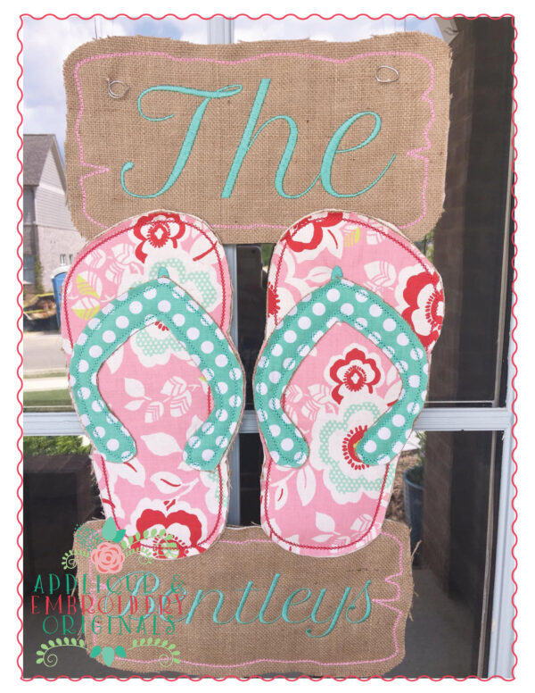356 Flip Flops Beach Door Hanger In-The-Hoop Applique Design