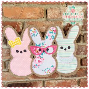 1486 Marshmallow Bunny Girls Trio Door Hanger - Applique & Embroidery ...