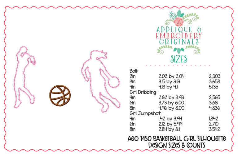 1450 Basketball Girl Silhouette with Ball Applique Design - Image 4