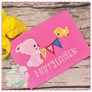 1504 Bunny & Bird with Pennants Applique Design