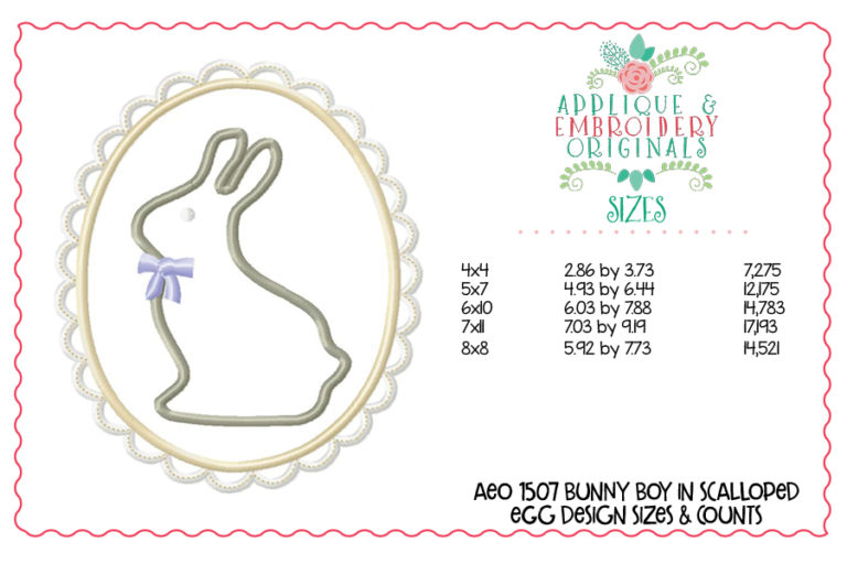 1510 Bunny Girl & Boy in Scalloped Egg Applique Design - Image 9