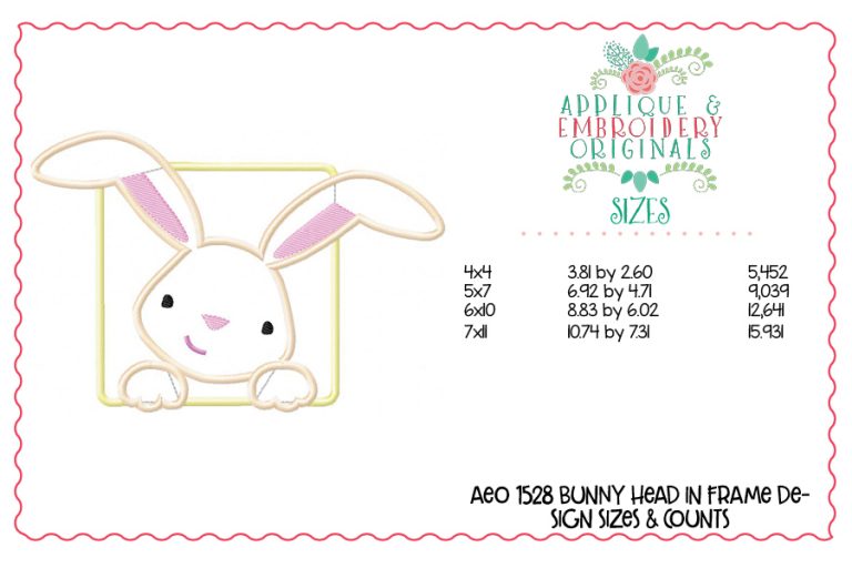 1528 Bunny Head in Frame Applique Design - Image 3