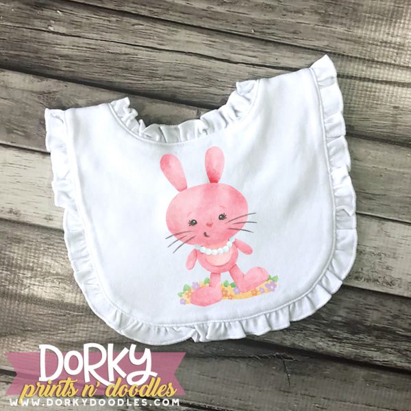 Pink Bunny with Flowers Watercolor Printable Art - Image 2