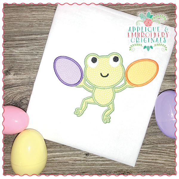 1588 Juggling Easter Frog Applique Design - Applique & Embroidery Originals