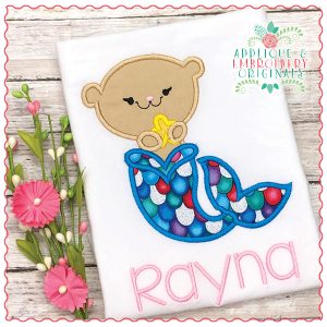 1732 Mermaid Bear Applique Design