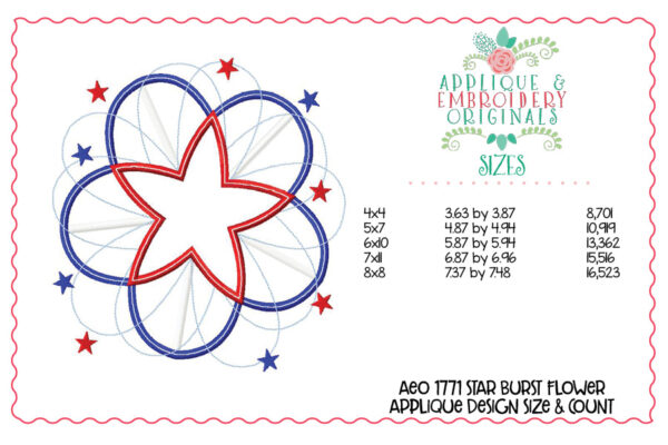 1771 Star Burst Flower Applique Design - Image 2