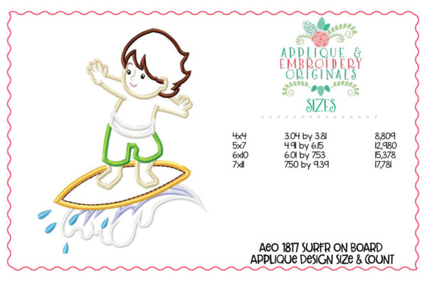 1817 Surfer on Board Applique Design - Image 3