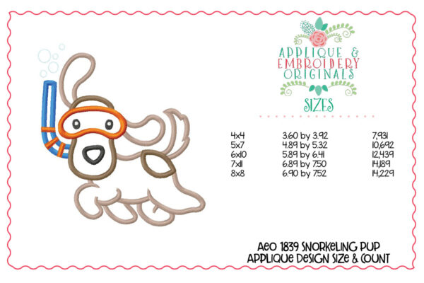 1839 Snorkeling Pup Applique Design - Image 3