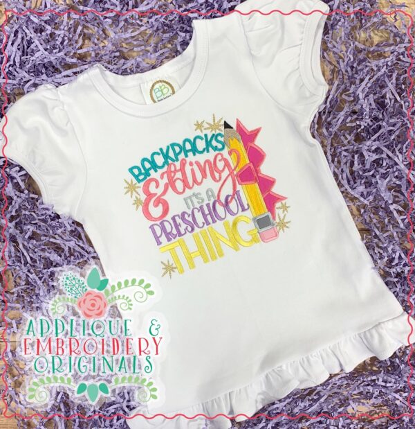 1855 Backpacks & Bling Preschool Applique Design - Image 2