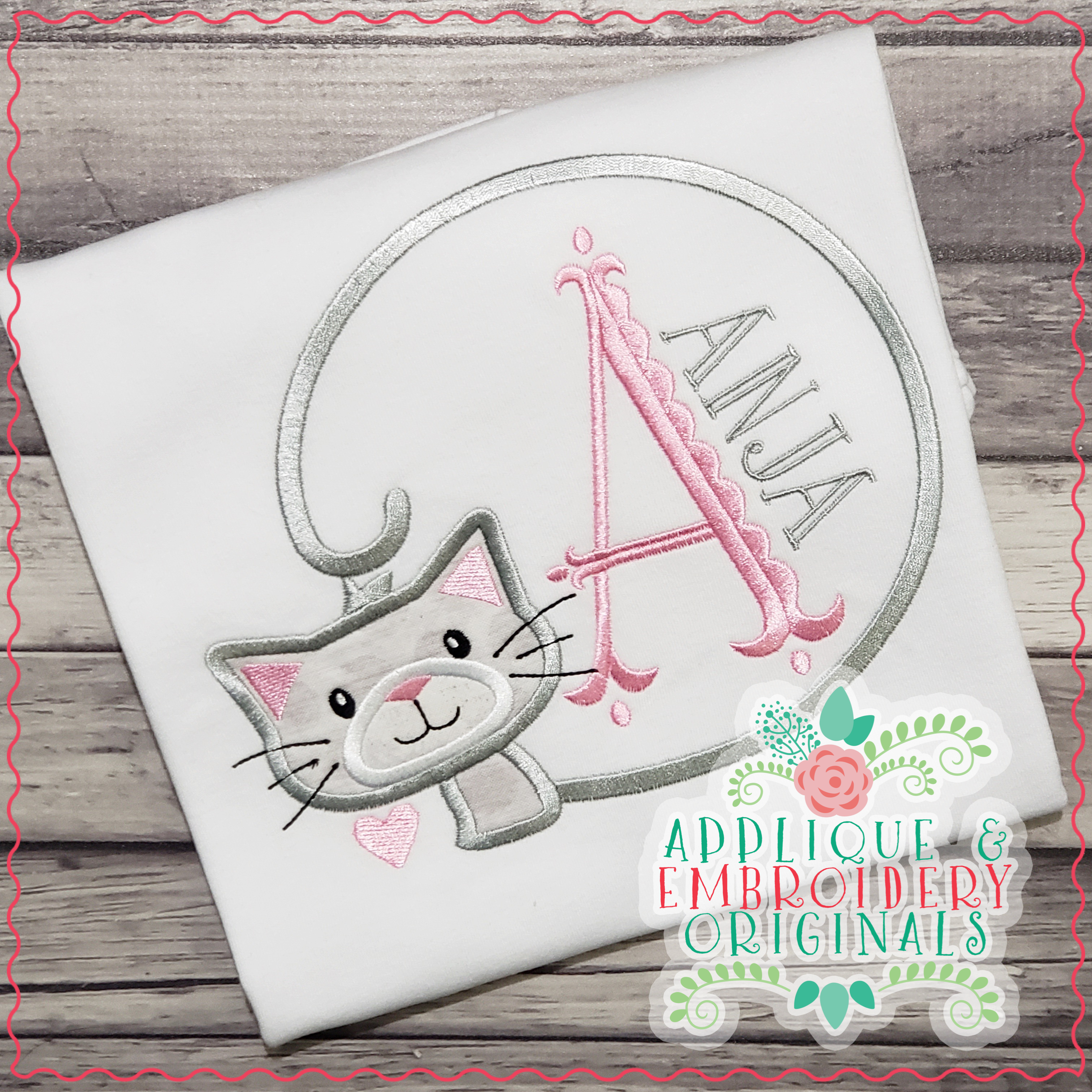 Download 1908 Cat Tail Monogram Frame Applique Design - Applique ...