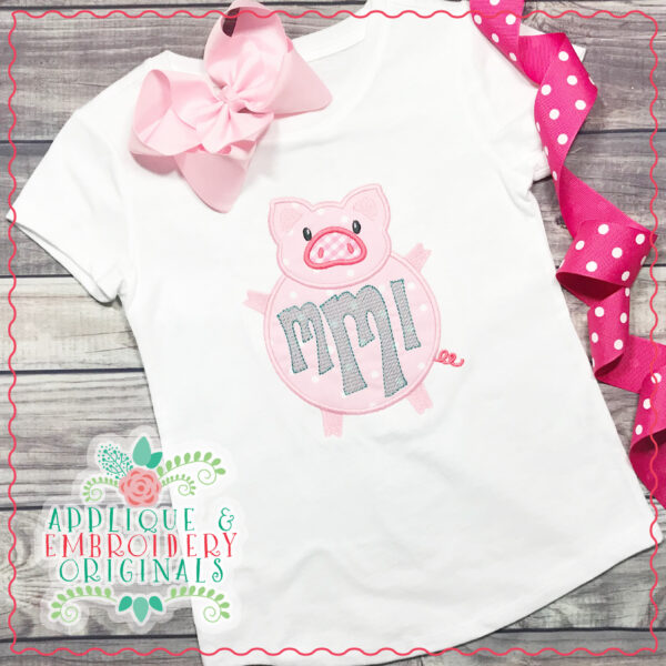 1912 Pig Monogram Frame Applique Design - Image 2
