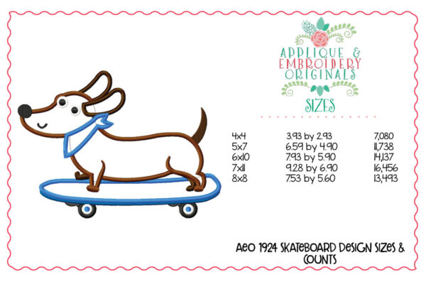 1924 Skateboard Doggie Applique Design - Image 3