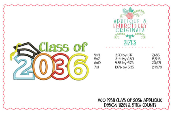 1958 Class of 2036 Applique Design - Image 3