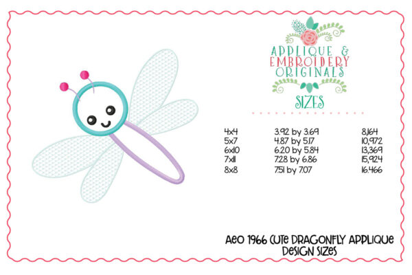 1966 Cute Dragonfly Applique Design - Image 3