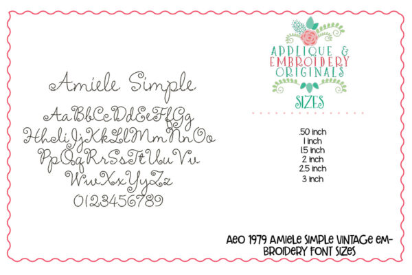1979 Amiele Simple Vintage Embroidery Font - Image 2