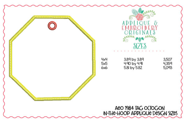 1984 Tag Octagon Applique Design - Image 3