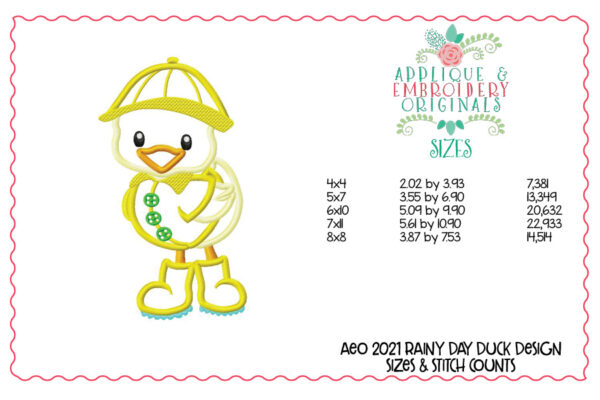 2021 Rainy Day Duck Applique Design - Image 3