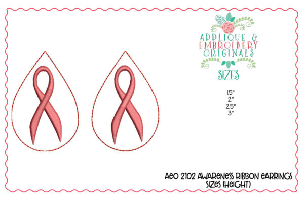 2012 Awareness Ribbon Earrings In-The-Hoop Design - Image 3