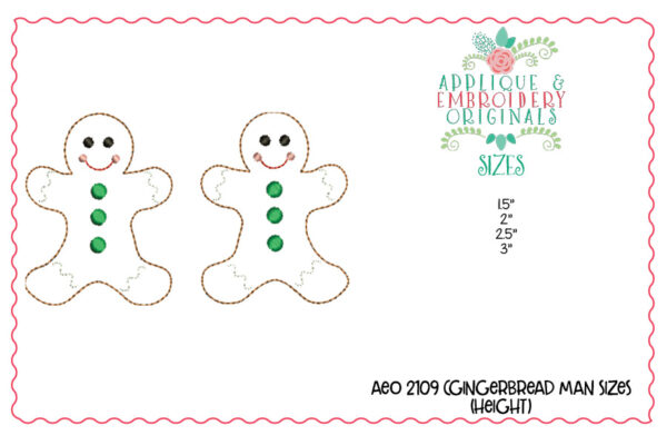 2109 Gingerbread Man Earrings In-The-Hoop Design - Image 2