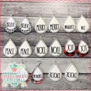 2123 Christmas Word Earrings In-The-Hoop Design SET