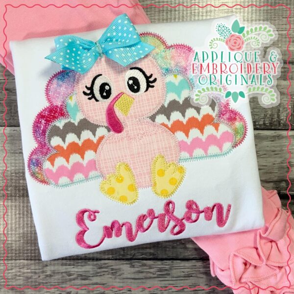 2145 Turkey Simple Girl Zig Zag Applique Design - Image 2