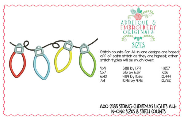 2183 String Christmas Lights All-In-One Applique Design - Image 6