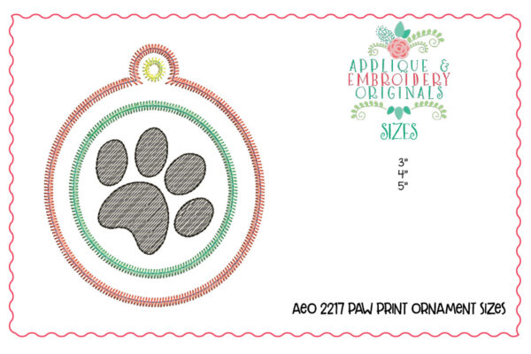 2217 Paw Print Ornament In-The-Hoop Designs - Image 2