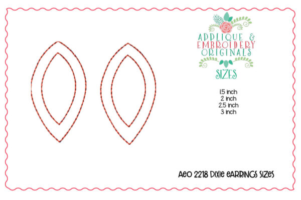 2218 Dixie Earrings In-The-Hoop Design - Image 2