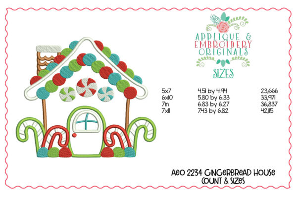 2234 Gingerbread House Applique Design - Image 2
