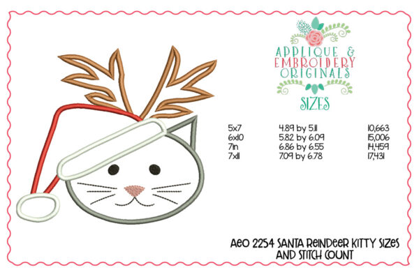 2254 Santa Reindeer Kitty Applique Design - Image 3