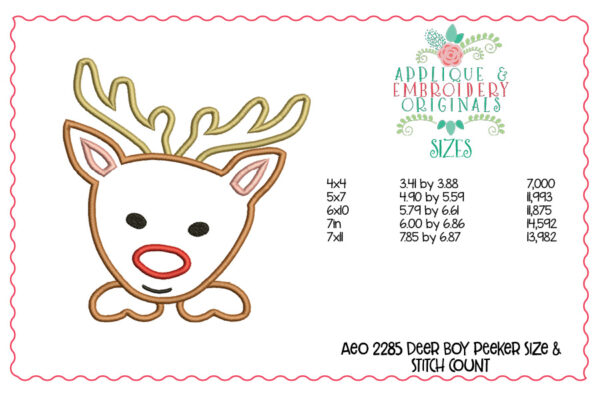 2285 Deer Peeker Boy Applique Design - Image 3