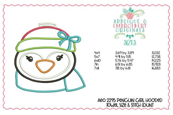 2295 Penguin Girl Hooded Towel Design - Image 2