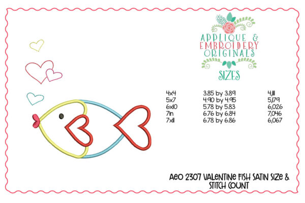2307 Valentine Fish All-In-One Applique Design - Image 4