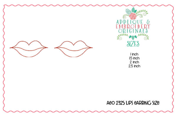2325 Lips Earrings In-The-Hoop Design - Image 3
