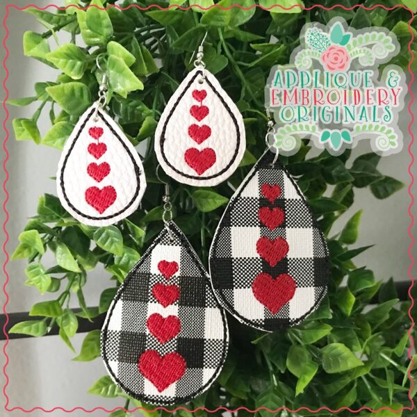 2350 Four Heart Earrings In-The-Hoop Design - Image 2