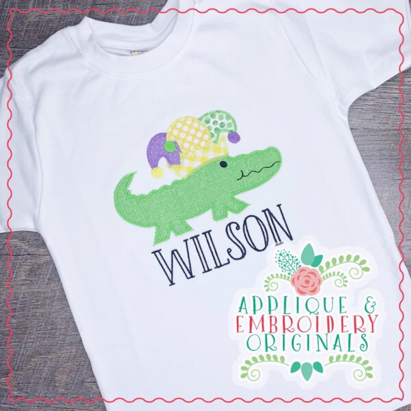 2393 Mardi Gras Alligator All-In-One Applique Design - Image 5