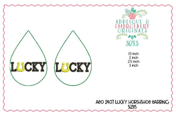 2407 Lucky Horseshoe Earrings In-The-Hoop Design - Image 3