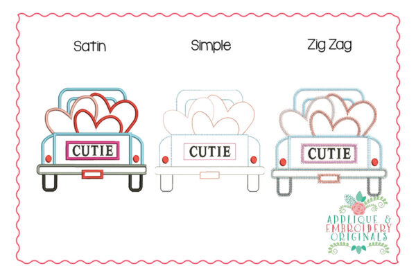 2302 Truck with Hearts All-In-One Applique Design - Image 5