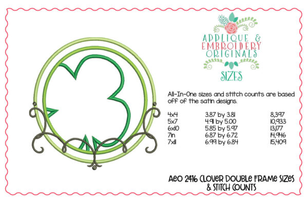 2416 Clover Double Frame Applique Design - Image 2