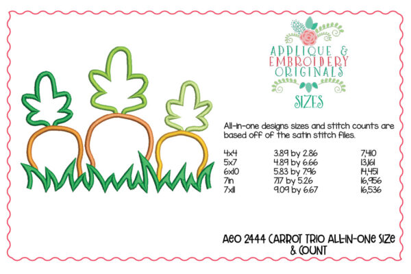 2444 Carrots in Grass All-In-One Applique Design - Image 3