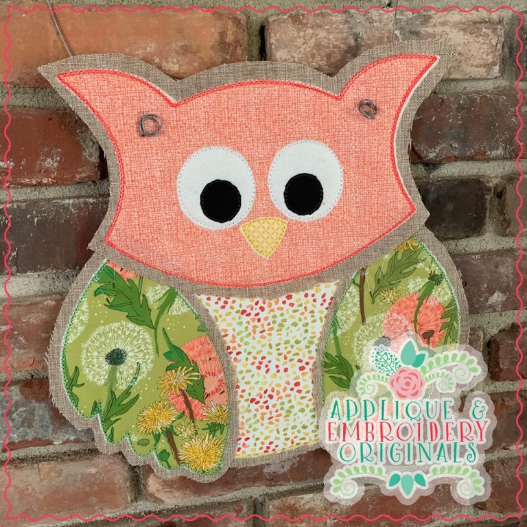 2459 Owl Door Hanger In-The-Hoop Design - Applique & Embroidery Originals