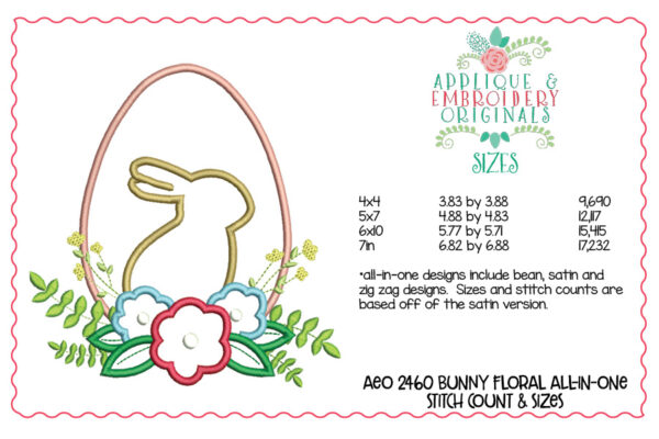 2460 Bunny Floral Egg All-In-One Applique Design - Image 3