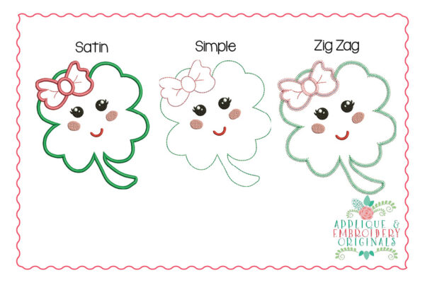 2418 Clover Face Bow All-In-One Applique Design - Image 2