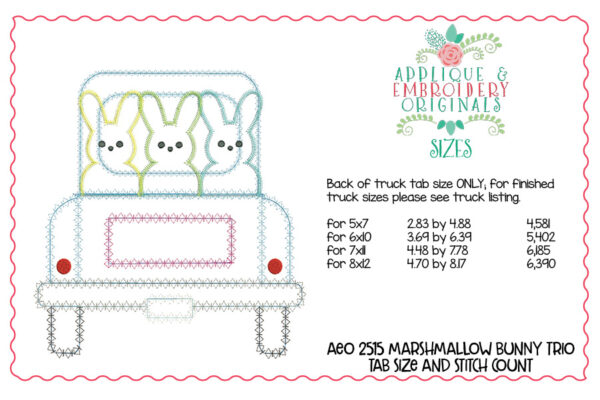 2515 Marshmallow Bunny Trio Tab Interchangeable Design for Truck - Image 4
