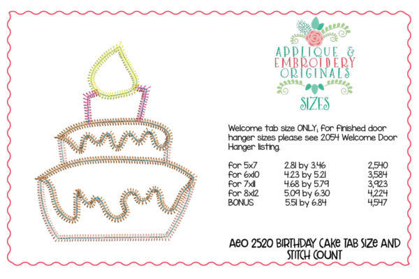 2520 Birthday Cake Tab Interchangeable Tab Design - Image 7